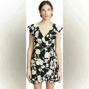 Free People French Quarter Black Floral Wrap Dress Size S